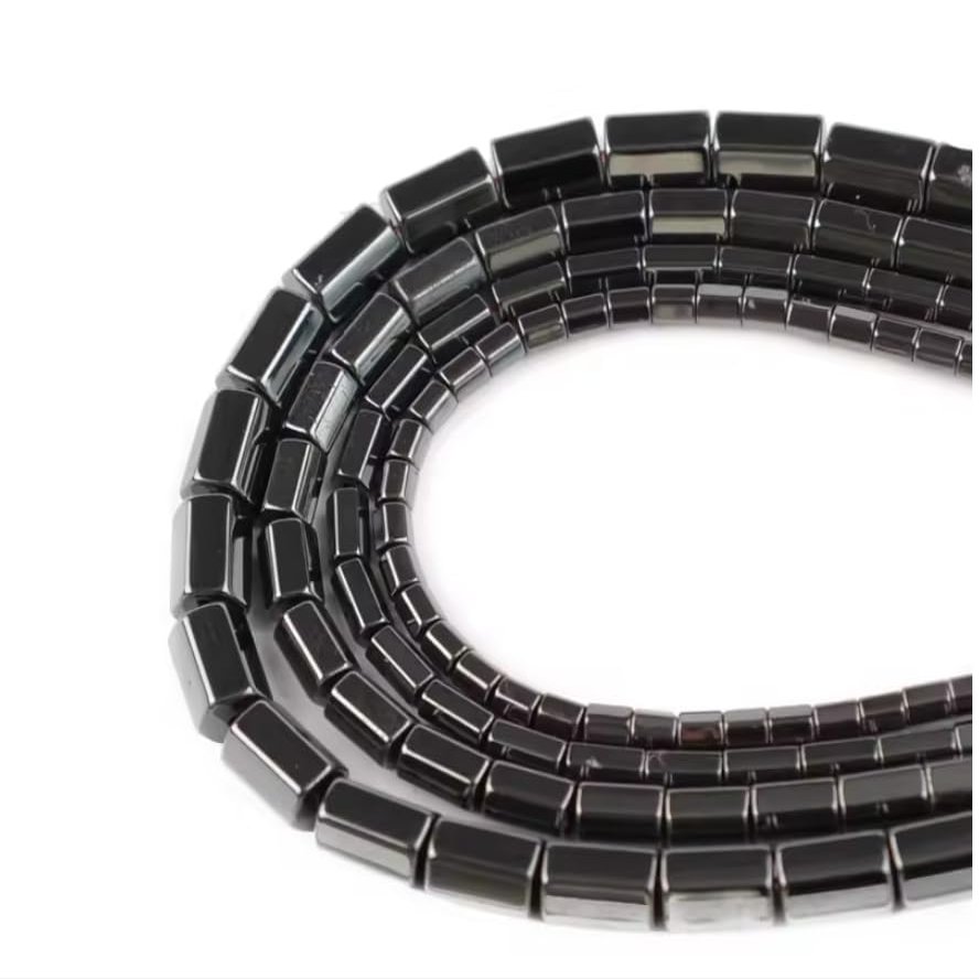 Natural Black Hematite Stone Beads Column Tube Loose Spacer Bead for DIY Necklace Bracelets Making 5/6/8mm,Black,8mm