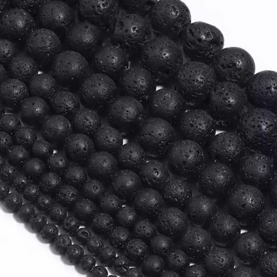 1 Strand 4/6/8/10/12mm Volcanic Stone Beads Black Round Natural Stone Loose Bead for DIY Bracelet Necklace Beaded ,Black,12mm