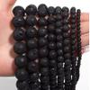 1 Strand 4/6/8/10/12mm Volcanic Stone Beads Black Round Natural Stone Loose Bead for DIY Bracelet Necklace Beaded ,Black,12mm view 3