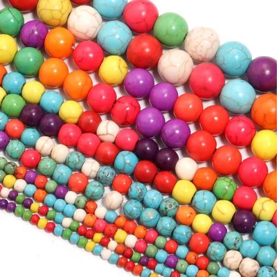 3-12mm Natural Turquoises Beads Round Loose Stone Bead for Making DIY Bracelets Necklace Accessories,Multicolour,3mm(Approx 100pcs)