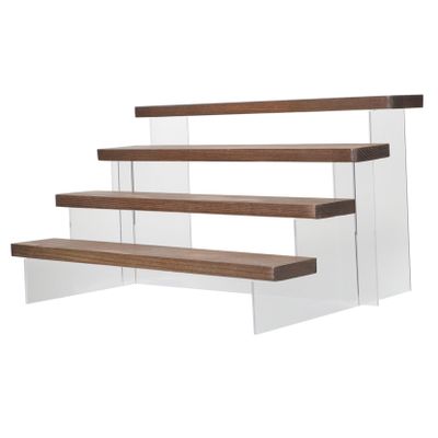 ABOOFAN 4-Tier Wooden Display Stand for Dolls Acrylic Handicrafts Storage Rack Jewelry Organizer Suitable for Home Decoration and Collectibles