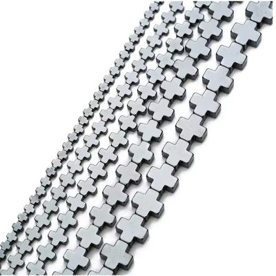 4-12mm Natural Hematite Stone Beads Cross Shape Spacer Bead for Making DIY Bracelet Necklace Handmade Accessories,Hematite,10mm