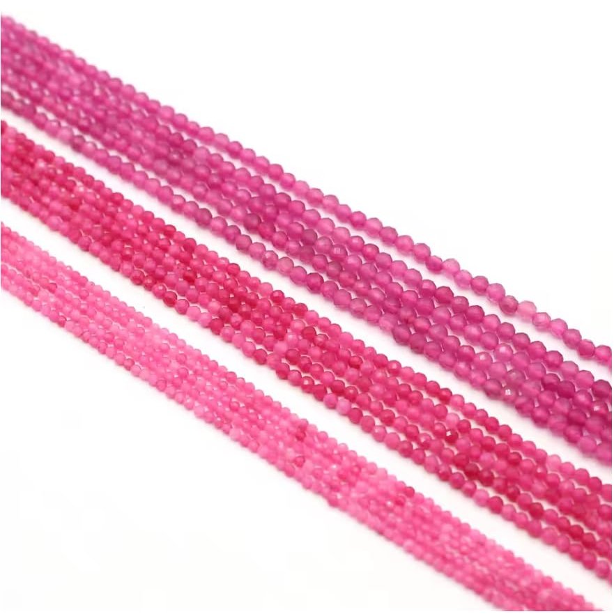 2/3/4mm Natural Stone Beaded Faceted Pink Tourmaline Isolation Loose Beads for Making DIY Necklace Bracelet Accessories,Pink Tourmaline,4mm