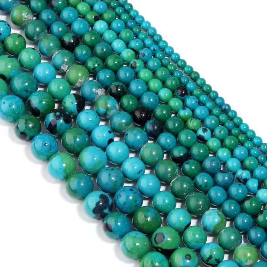 1 Strand Natural Blue Green Phoenix Stone Beads Loose Spacer Gemstone Bead for DIY Necklace Bracelet Making Accessories,Blue Green,4mm