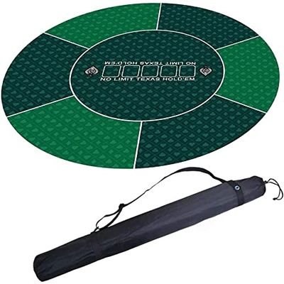 Portable Poker Table Top 47'' Round Poker Table Mat Professional Texas Portable Rubber Foam Poker Table Top Portable Poker Mat with Carrying Bag Fun Game Night Supplies - Cool Casino Gift for Kid