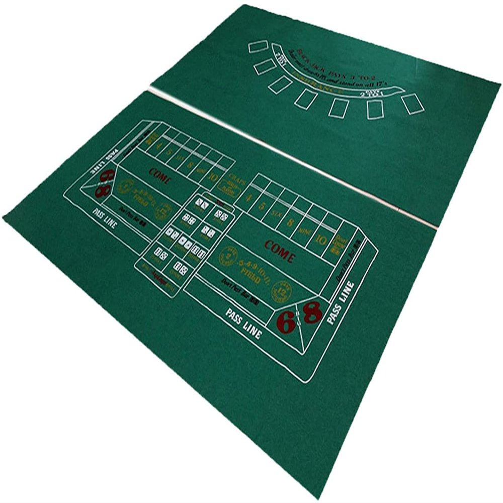 HUSHHAAMPP Portable Poker Table Top Tabletop Casino Felt Layout Double-Sided Game Tablecloth Non-Woven Fabric Craps and Blackjack Game Mat Fun Game Night Supplies - Cool Casino Gift for Kid