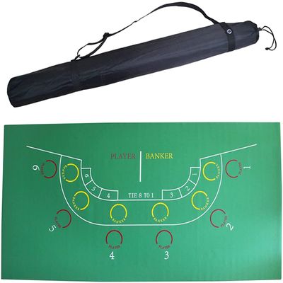 Portable Poker Table Top 18090Cm Baccarat Rubber Casino Poker Tablecloth Green Board Game Table Mat Game Mat with 6 Players Poker Table Topper Mat Fun Game Night Supplies - Cool Casino Gift for Kid
