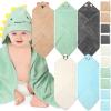 15 PCS Hooded Baby Towels, Soft Baby Towel, Absorbent Baby Bath Towel, 5 Styles Baby Towels and 10 PCS Baby Washcloths for Newborns, Toddlers, and Kids, 32x32 in Baby Towel with Hood for Boy and Girl view 1