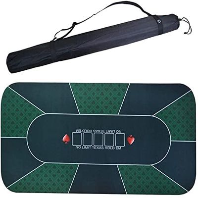 HUSHHAAMPP Portable Poker Table Top 47'' X 24'' Professional Poker Mat Poker Table Pad Rubber Game Tablecloth Mat with Shoulder Bag Fun Game Night Supplies - Cool Casino Gift for Kid