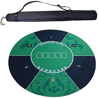 Portable Poker Table Top 47'' Round Poker Table Mat Multifunctional Silencing Game Texas Holdem Rubber Pad 6 Player Portable Poker Table Mat Fun Game Night Supplies - Cool Casino Gift for Kid