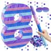 Video Game Birthday Decorations, 15.7 Number 8 Video Game Pinata with 16 Inch Pinata Stick Blindfold Confetti for Game Enthusiast Party Decoration Supplies (8th) view 1