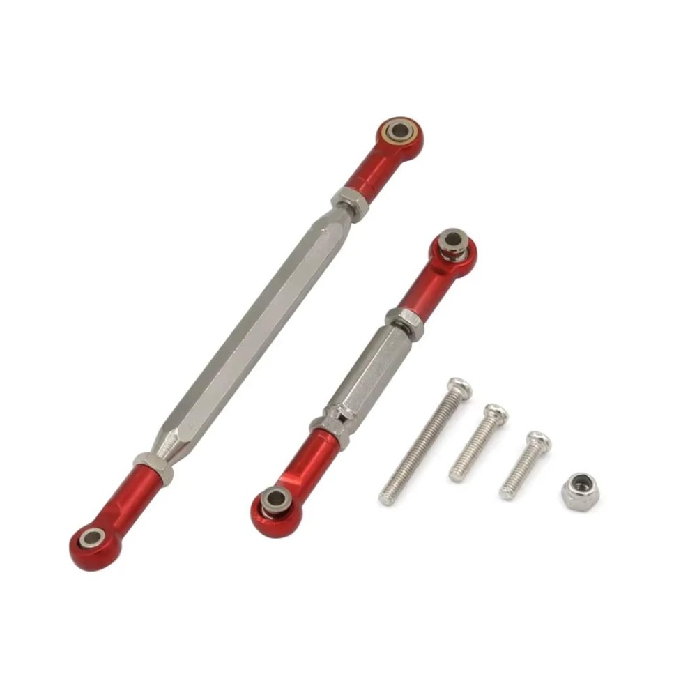 RC Car Upgrade Part for MN78 1/12 Metal Upgrade Parts Steering Rod Tie Rod Link Rod RC Car Spare Parts(Red)