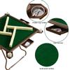 Folding Mahjong Table, Brown Square Card Table for 4 Players, Mahjong, Poker, Domino Game with Cup Holders & Drawer view 3