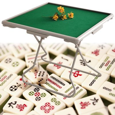 Folding Mahjong Table for 4 Players, Square Card with Cup Holders & Drawer, Portable Game Table, White(White)