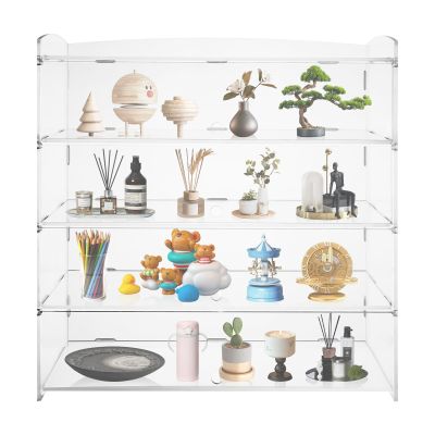 4 Layer Acrylic Display Case, Countertop Bakery Display Case, Cookie Candy Display Shelves Cabinet Showcase for Donuts Bread Cupcakes Fruit for Home Party Snack Bars Cafes Bakeries (4 Layer)