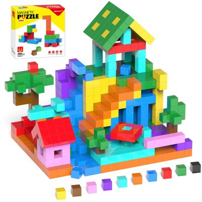 Abincee 200PCS Magnetic Blocks Set, STEM Montessori Magnetic Building Toys for Toddlers  Sensory Learning Toys, Birthday for Kids Aged 3-8 (200pcs)