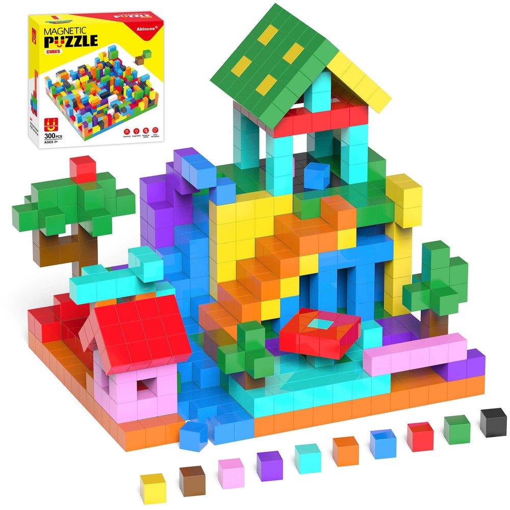Abincee 300PCS Magnetic Blocks Set, STEM Montessori Magnetic Building Toys for Toddlers  Sensory Learning Toys, Birthday for Kids Aged 3-8 (300pcs)