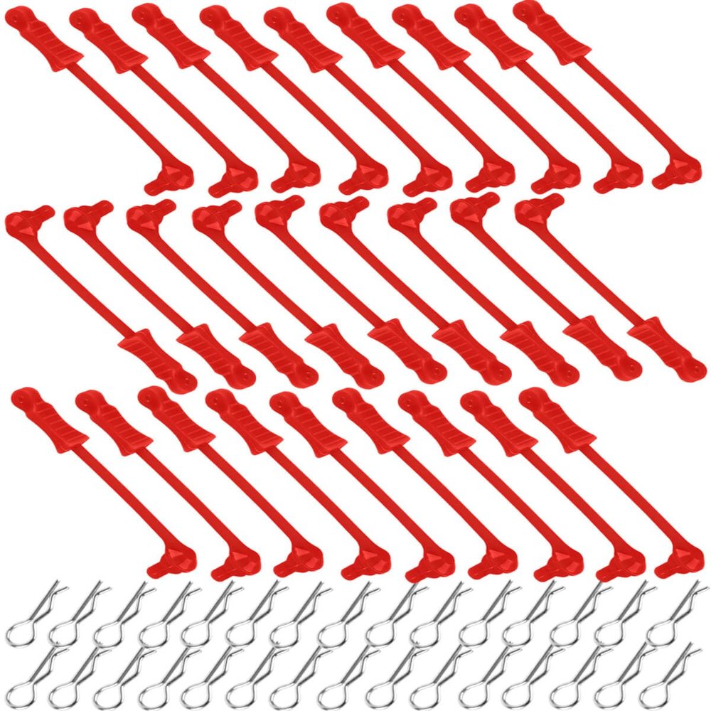 hopsupRC RC Upgrades Part for 1/10 1/12 1/14 1/16 RC Car,RC Metal Body Clip Retainer Shell Fixed Buckle Lock Hop Up,(30PCS) Red