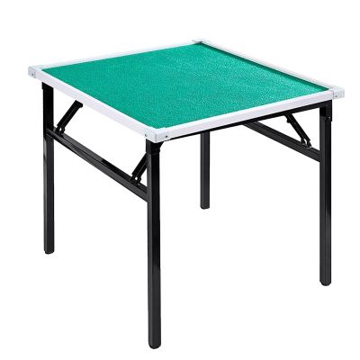 Folding Mahjong Table, 31.5" Square 4-Player Card Table with Wear-Resistant Green Top for Outdoor Use