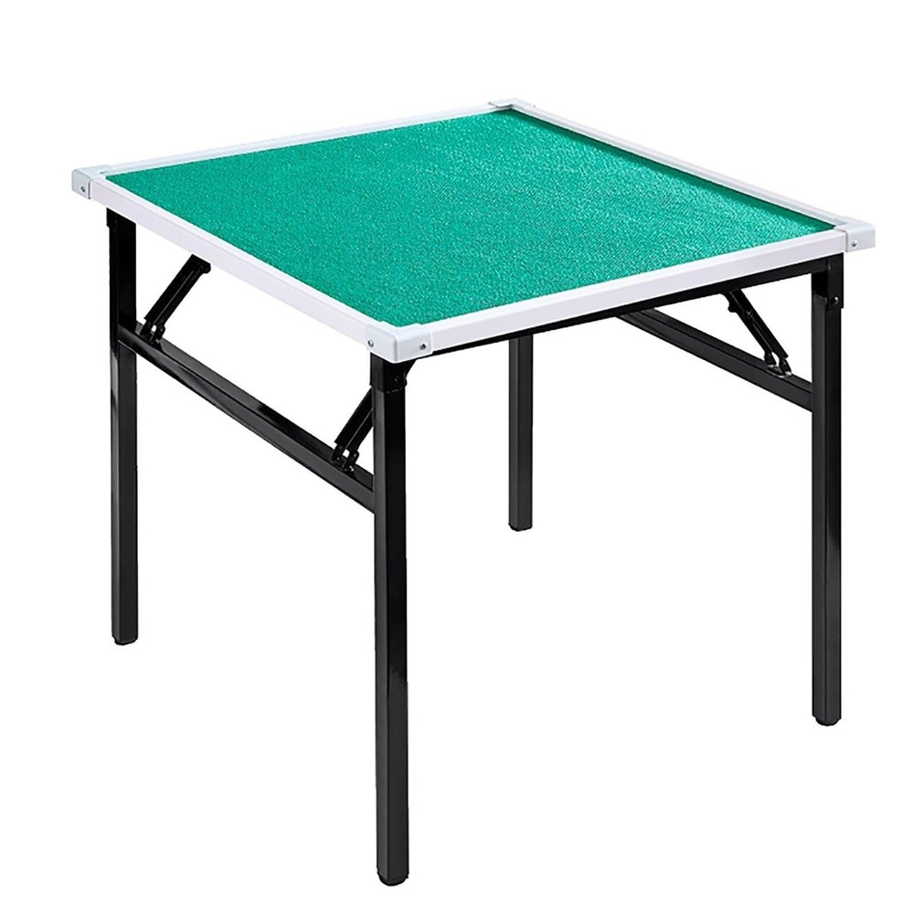 Folding Mahjong Table, 31.5" Square 4-Player Card Table with Wear-Resistant Green Top for Outdoor Use