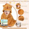 15 Pcs Baby Bath Towels- 5 x Hooded Baby Towels and 10 x Baby Washcloths Set, 32 x 32 Inch Hooded Toddler Towel Bath Blanket Absorbent Hooded for Toddler Infant Newborn Shower Gift for Boys & Girls view 4