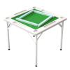 Foldable Mahjong Table, Square Game Table for 4 Players, with Cup Holders & Chip Trays, Grey PVC Desktop(White) view 1