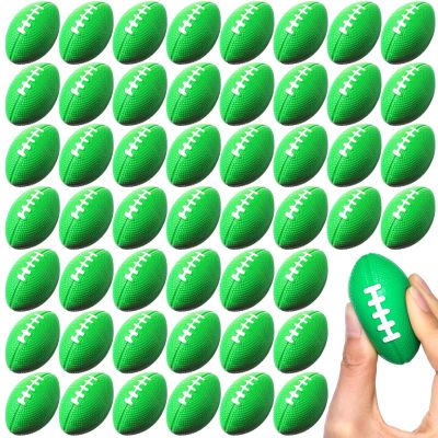 Blulu 50 Pack Mini Football Bulk 2.17" Foam Football Party Favor Small Sports Valentines Stress Ball for Back to School First Year Down Birthday Homecoming Game Party Bag Gift Filler(Green)