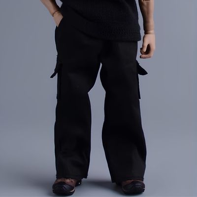 1/12 Scale Male Doll Cargo Pants for 6 Inch Action Figures, Black
