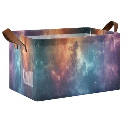 Kigai Milky Way Storage Basket Collapsible Toy Storage Bin with Handles Nursery Baby Basket Closet Organizer Holiday Decorative Gift Box