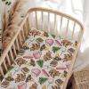 Cute Camping Bear Pine Trees Pink Fitted Baby Crib Sheet for Boys Girls 52x28Inch Bears Cookie Campfire Baby Sheet for Standard Crib and Toddler Camp Bed Mattress Bear One Size view 1
