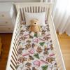 Cute Camping Bear Pine Trees Pink Fitted Baby Crib Sheet for Boys Girls 52x28Inch Bears Cookie Campfire Baby Sheet for Standard Crib and Toddler Camp Bed Mattress Bear One Size view 4