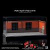 1:64 Scale Model Garage Model with dust Cover, Lighted Workshop Scene Model with Repair Parts and Two Miniature Dolls, Display case for Hot Wheels and Matchbox Cars view 3
