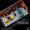 1:64 Scale Model Garage Model with dust Cover, Lighted Workshop Scene Model with Repair Parts and Two Miniature Dolls, Display case for Hot Wheels and Matchbox Cars view 4
