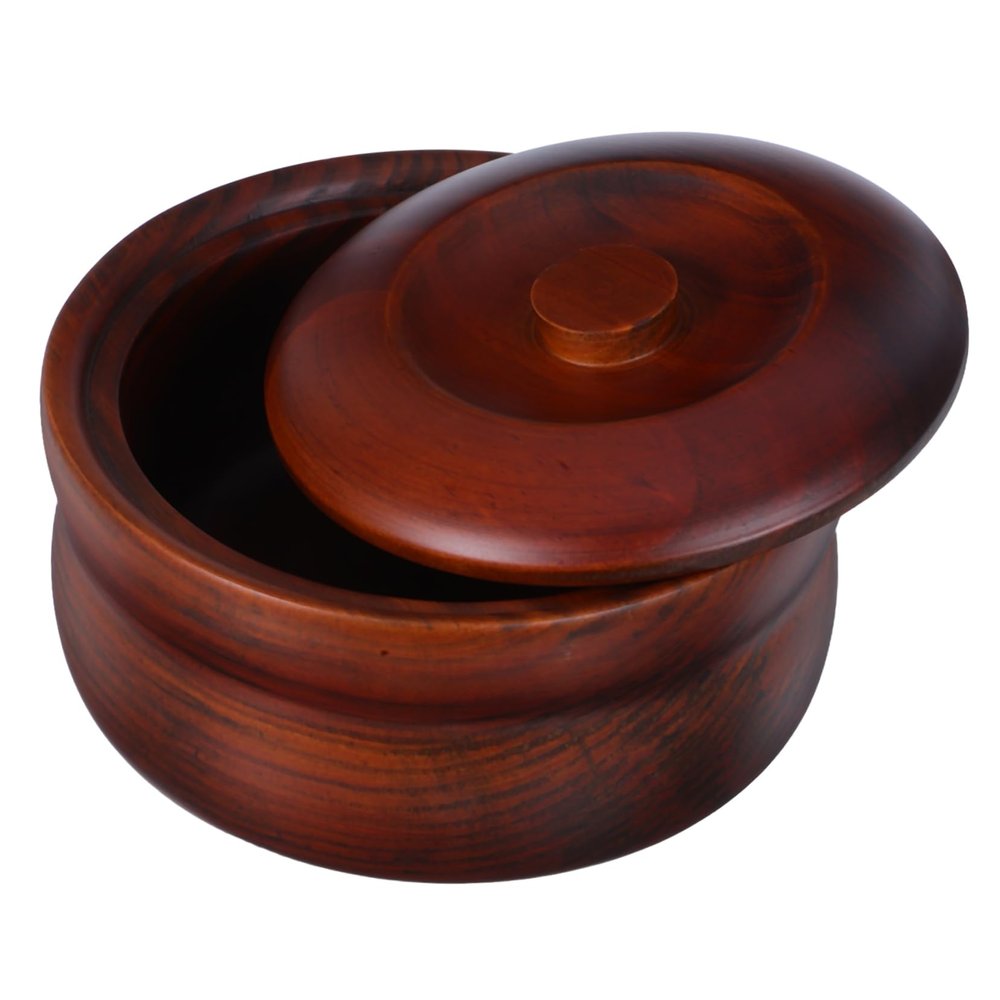 HEATSHAKING Handmade Wooden Soup Bowls with Lid Multiuse Miso Soup Rice Salad Fruit Serving Bowls for Boy Girl Natural Wood Kitchen Prep Dish for Home School