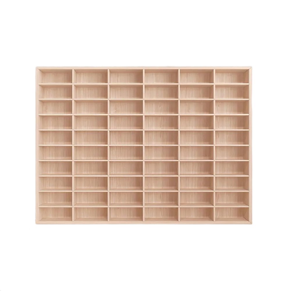 1:64 Scale Toy Car Display Case Organizer Storage, Wooden Wheel Rack Wall Mounted with 60 Compartments, Stylish Diecast Car Display Rack for Toy Car, Collectibles, Figurines (58.6x4.5x46.8cm)