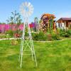 8FT Ornamental Windmill, Heavy Duty Durable Sturdy Metal Weather Vane Garden Lawn Decoration, Weather Resistant Wind Spinner for Outdoor Garden Yard Farm Seaside, Easy to Assemble, White view 1