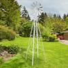 8FT Ornamental Windmill, Heavy Duty Durable Sturdy Metal Weather Vane Garden Lawn Decoration, Weather Resistant Wind Spinner for Outdoor Garden Yard Farm Seaside, Easy to Assemble, White view 2
