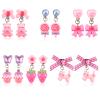 6 Pairs Colorful Clip on Drop Earrings Set, Resin No Pierced Design Dangle Earrings Cute Butterfly Ear Clips for Party Daily Wearing Princess Jewelry view 1