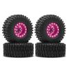 4PCS 1.0 Rubber Tires Wheel & Deep Dish Wheels for 1/18 TRX4M Wheel,1/24 SCX24 AX24 Aluminum Wheel Climbing Bike RC Car Crawler Upgrades Parts(Pink) view 1