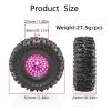 4PCS 1.0 Rubber Tires Wheel & Deep Dish Wheels for 1/18 TRX4M Wheel,1/24 SCX24 AX24 Aluminum Wheel Climbing Bike RC Car Crawler Upgrades Parts(Pink) view 2