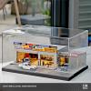 1:64 Scale Model Garage Model with dust Cover, Lighted Workshop Scene Model with Repair Parts and Three Miniature Dolls, Display case for Hot Wheels and Matchbox Cars view 2