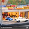 1:64 Scale Model Garage Model with dust Cover, Lighted Workshop Scene Model with Repair Parts and Three Miniature Dolls, Display case for Hot Wheels and Matchbox Cars view 3