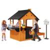 VALUE BOX Wooden Kids Outdoor Playhouse,Garden Cottage with Kitchen Sink,Picnic Table,Mailbox,Flower Pot Rack,Gift for Ages 3+,Brown & Black view 1