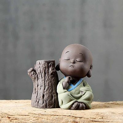 WANGKENSU Cute Little Monk Tea Pet Hydroponic Vase Creative Tea Set Pet Decoration Boutique Tea Ceremony Accessories (Color : D) (D)