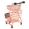 Yaregelun Mini Double Layers Shopping Cart Model Wrought Iron Supermarket Trolley Metal Rose Gold Storage Basket Rose Gold view 3