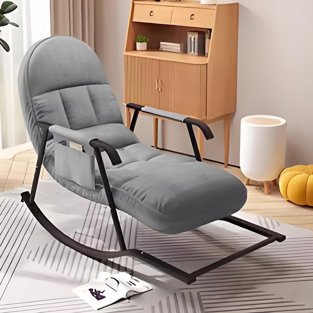 Kaverno Modern Accent Rocking Chair, Nursery Rocking Chairs with Foot Rest, Rocker Recliner Chair with Side Pockets, Nursing Chair for Breastfeeding with Armrests for Bedroom Living Room(Gray)