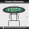 ECOTOUGE Round Poker Table, 8 Players Casino Texas Holdem Table with Folding Metal Legs & Padded Rails, Gaming Play Table with Cup Holders for Card Games,Green view 2