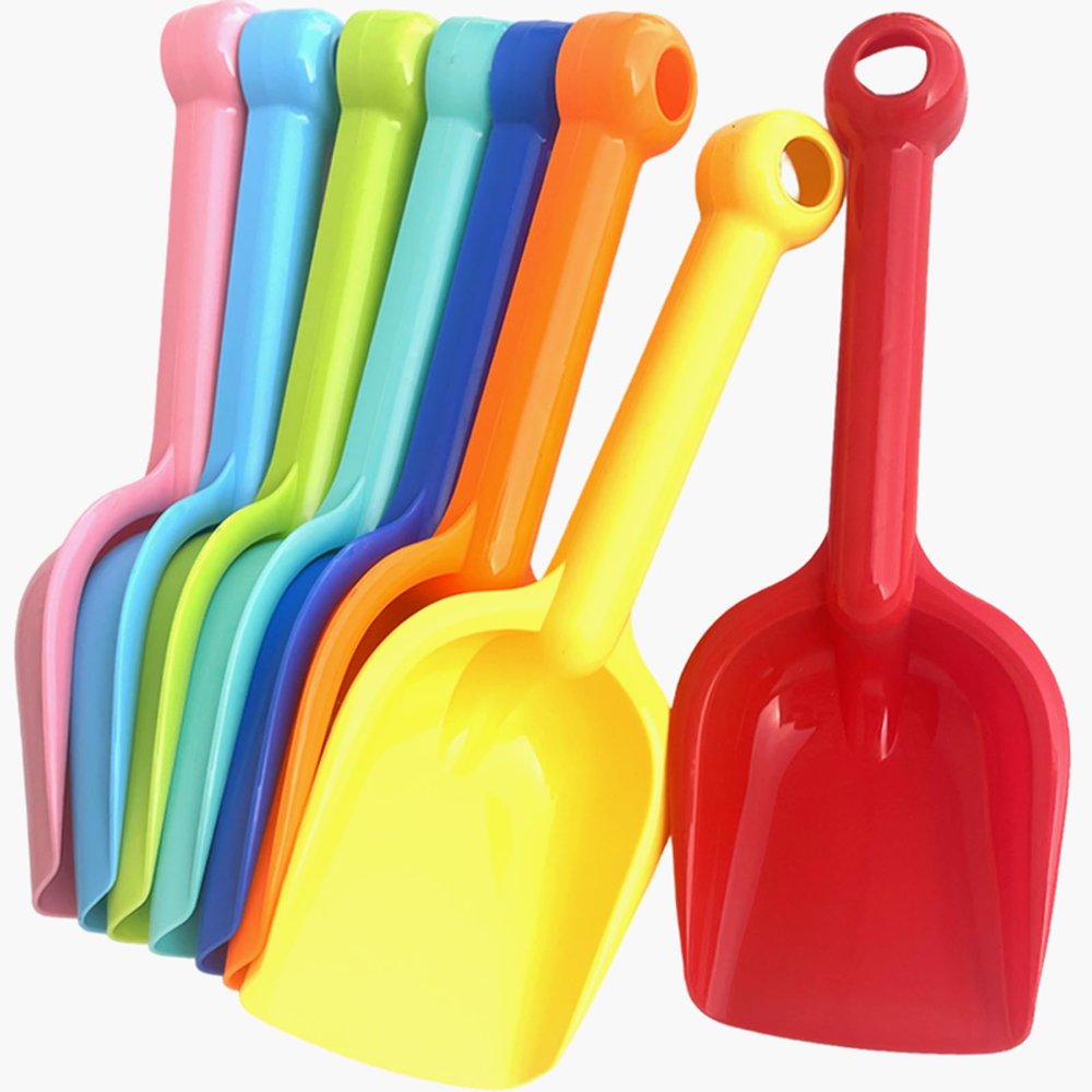 Beach Shovels for Kids 8 PackHeavy Duty Plastic Sand Shovels Tools for ToddlersSpade Scoop Trowel Sand Toys for Kid Toddler Adult, Plastic Heavy Duty Garden Digging Scoop Snow Toys Accessories
