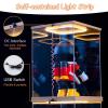 Vibeo Led Light Acrylic Display Case, Dustproof Acrylic Box with Door, Transparent Display Box with Base, Minifigures/Cars/Toys Showcase Stand(25x25x25cm(10"x10"x10")) view 2