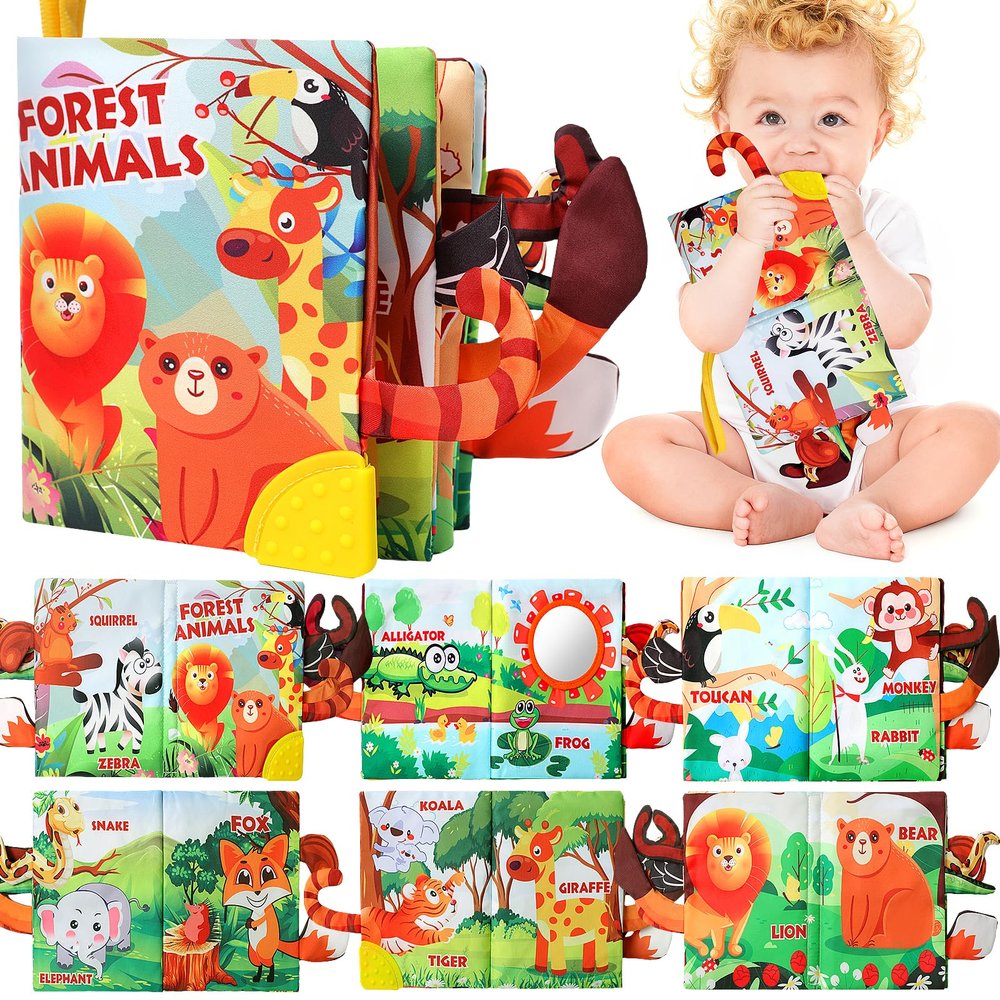 Baby Books 0-6 Months,Crinkle Books for Babies,Infant Tummy Time Toy High Contrast Sensory Book for Babies,Touch Feel Book for Newborn 0-6-6-12 Months Early Learning Toy